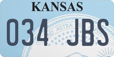 KS license plate 034JBS