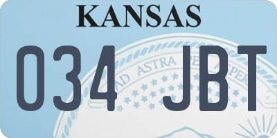 KS license plate 034JBT