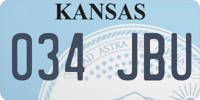 KS license plate 034JBU