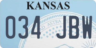 KS license plate 034JBW