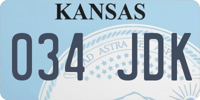 KS license plate 034JDK