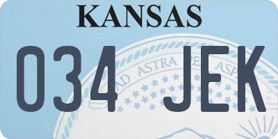 KS license plate 034JEK