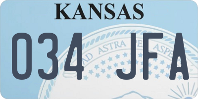 KS license plate 034JFA