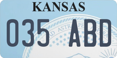 KS license plate 035ABD