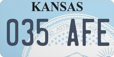 KS license plate 035AFE