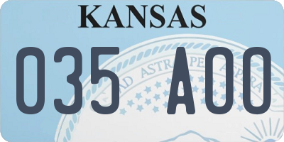 KS license plate 035AOO