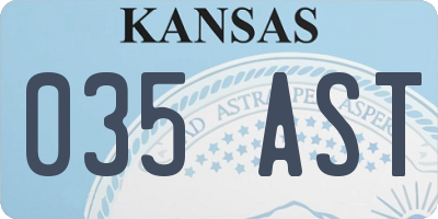 KS license plate 035AST