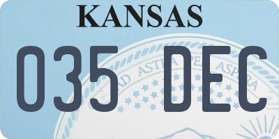 KS license plate 035DEC