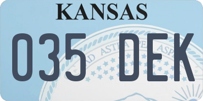 KS license plate 035DEK