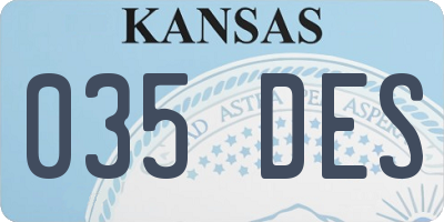 KS license plate 035DES