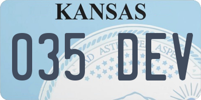 KS license plate 035DEV