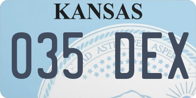 KS license plate 035DEX