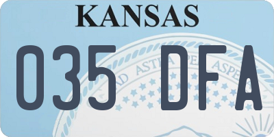 KS license plate 035DFA