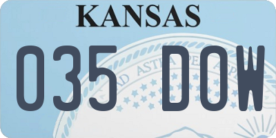 KS license plate 035DOW