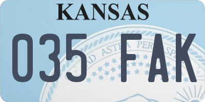 KS license plate 035FAK