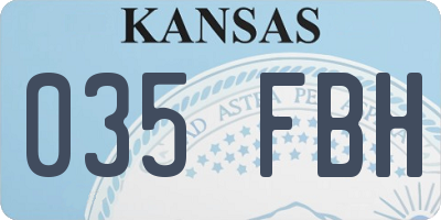 KS license plate 035FBH