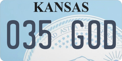 KS license plate 035GOD
