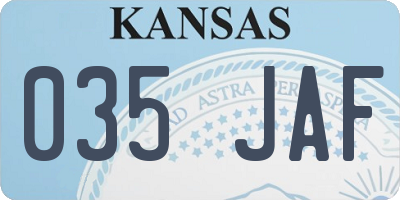 KS license plate 035JAF