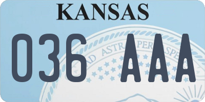 KS license plate 036AAA