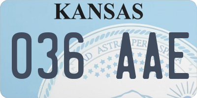 KS license plate 036AAE