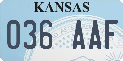 KS license plate 036AAF