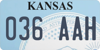 KS license plate 036AAH