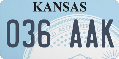 KS license plate 036AAK