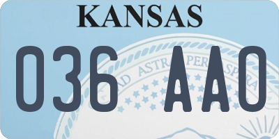 KS license plate 036AAO