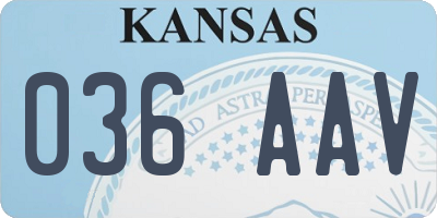 KS license plate 036AAV