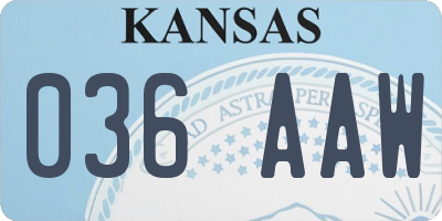 KS license plate 036AAW