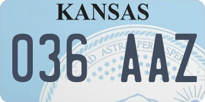 KS license plate 036AAZ