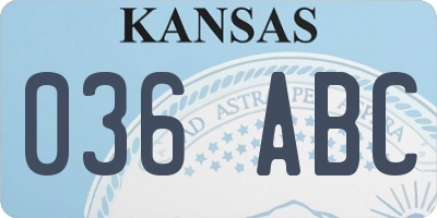 KS license plate 036ABC