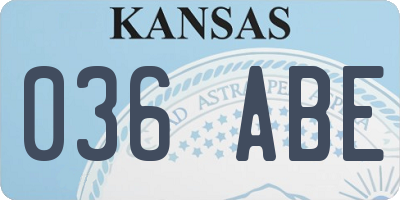 KS license plate 036ABE