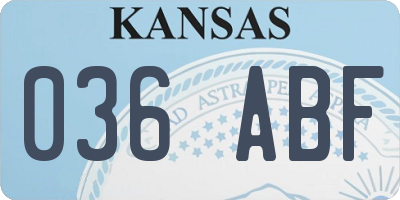 KS license plate 036ABF