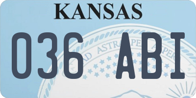 KS license plate 036ABI