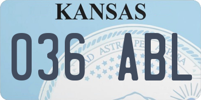 KS license plate 036ABL