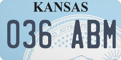 KS license plate 036ABM