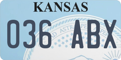 KS license plate 036ABX