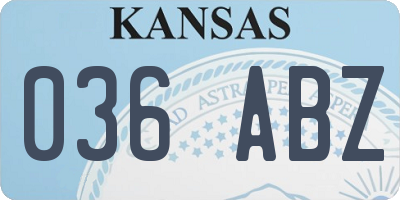 KS license plate 036ABZ