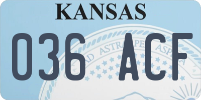 KS license plate 036ACF