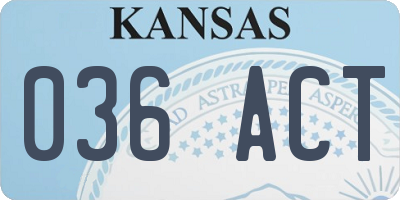KS license plate 036ACT