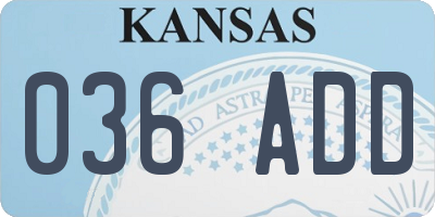 KS license plate 036ADD