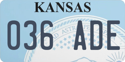 KS license plate 036ADE