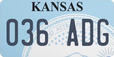 KS license plate 036ADG