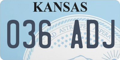 KS license plate 036ADJ