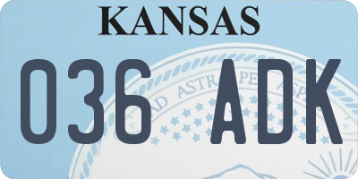 KS license plate 036ADK