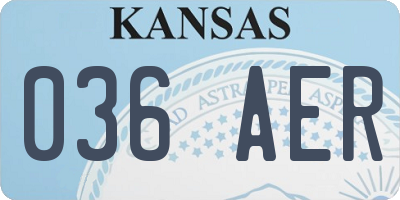KS license plate 036AER