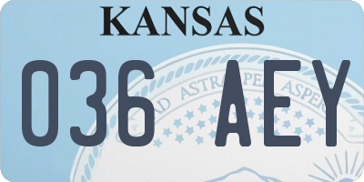 KS license plate 036AEY