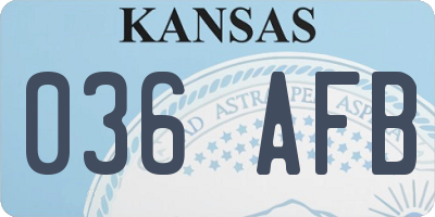 KS license plate 036AFB