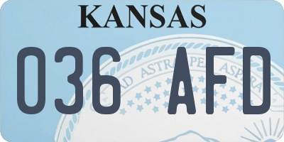KS license plate 036AFD